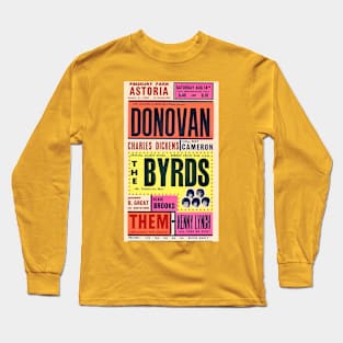 1965 British Rock Concert Poster - Donovan & The Byrds Long Sleeve T-Shirt